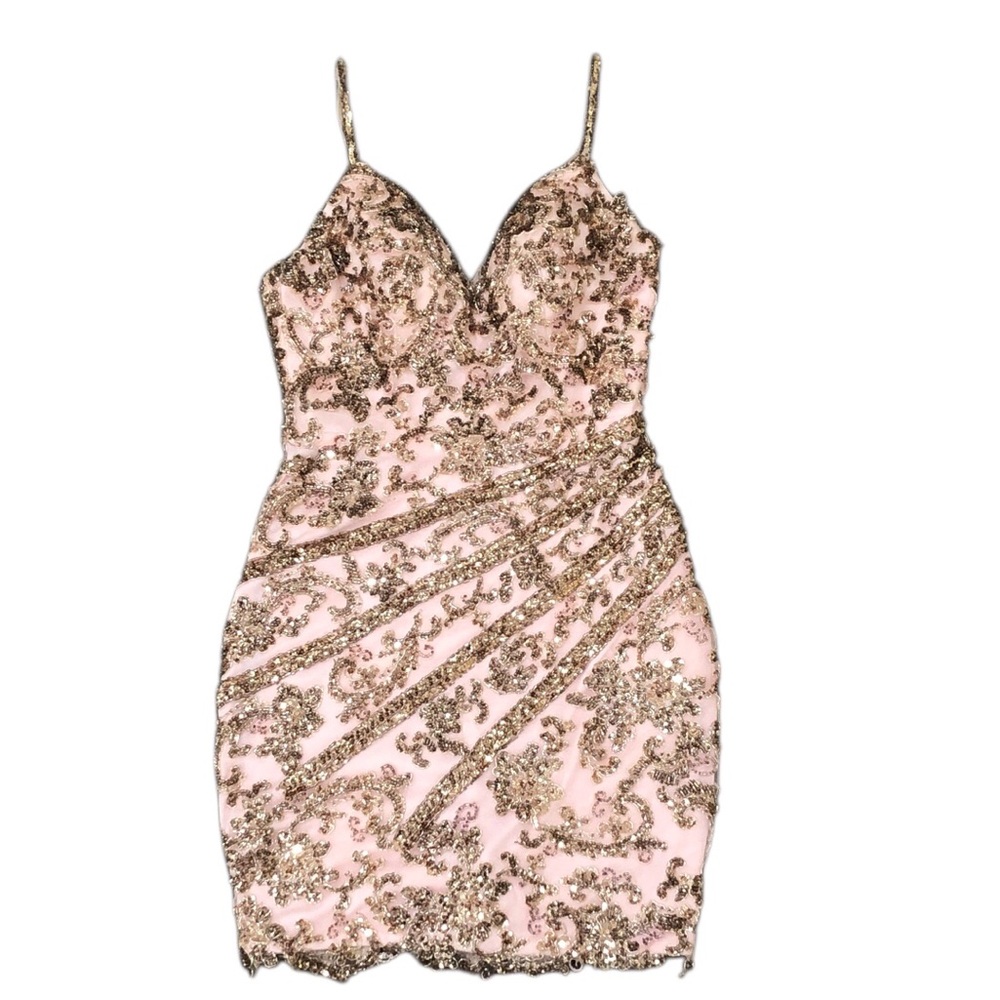 Rachel Allan Prom Dress Size 4 Nude Peach Rose Gold